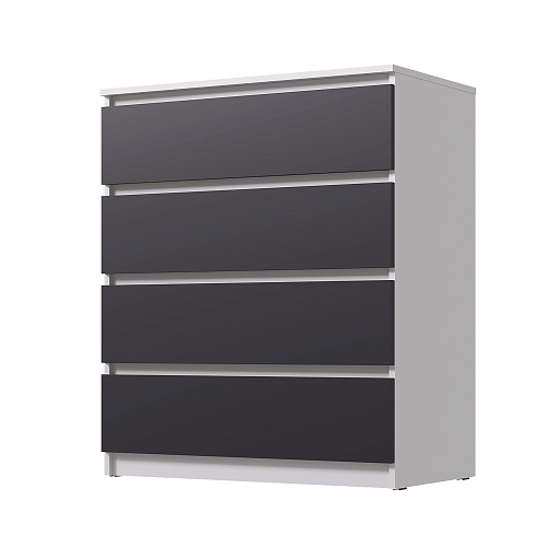 Комод ВЕГА Люкс 4Я Белый гладкий/Графит