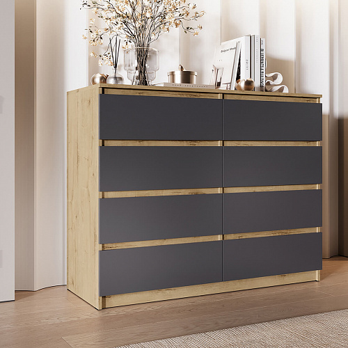 Комод ВЕГА Люкс 8Я Дуб Вотан/Графит