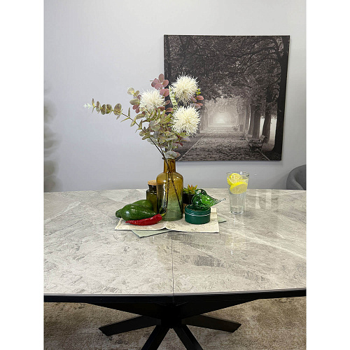 Стол обеденный Kenner BR1400 черный/керамика ITALIAN MIDDLE GRAY
