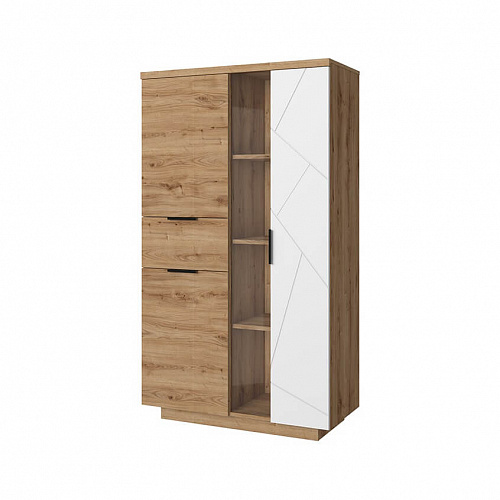 Шкаф с витриной KAYLAS 1V2D1S-P Дуб наварра/Эко джелато