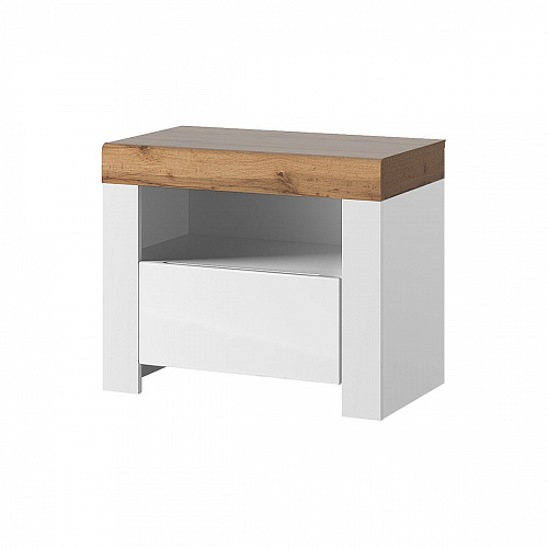 Тумба прикроватная TAURUS 1SN Белый/Дуб вотан