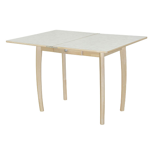 Стол обеденный раскладной нога бочонок Бесцветный/Светлый мрамор