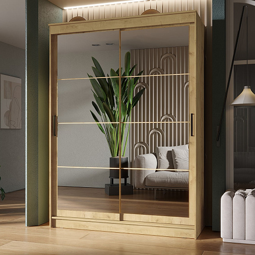 Шкаф-купе ГРАНД 1 1,6 Дуб вотан/Зеркало/Зеркало