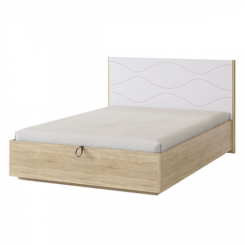 Кровать с подъемным механизмом Зара Люкс 140х200 дуб сонома/белый