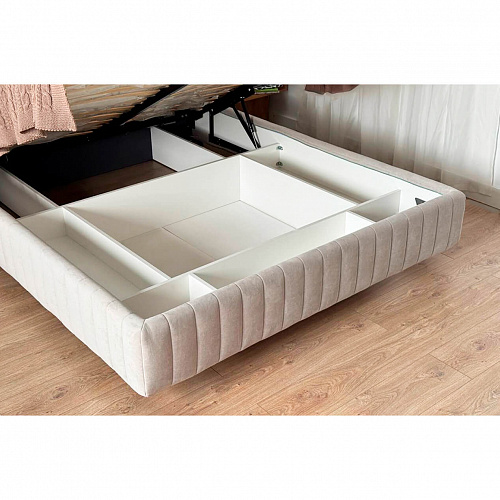 Кровать с подъемным механизмом Твикс 160х200 крем (велюр)