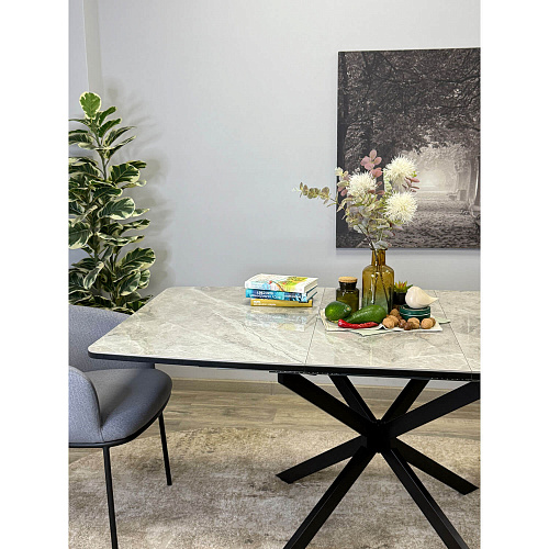 Стол обеденный Kenner BR1200 черный/керамика ITALIAN MIDDLE GRAY