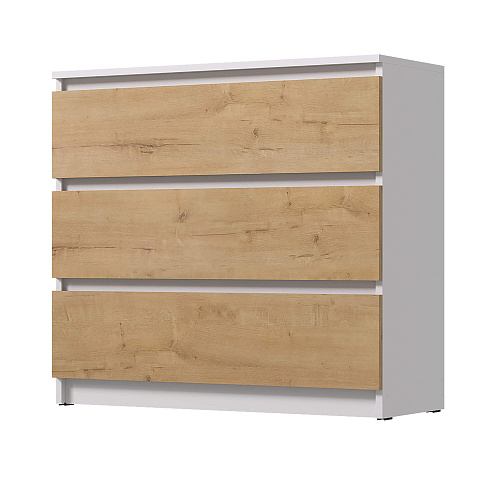 Комод ВЕГА 3Я Белый гладкий/Дуб Вотан