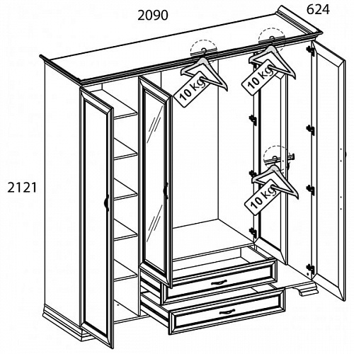 Шкаф 4D2S Z TIFFANY Вудлайн кремовый