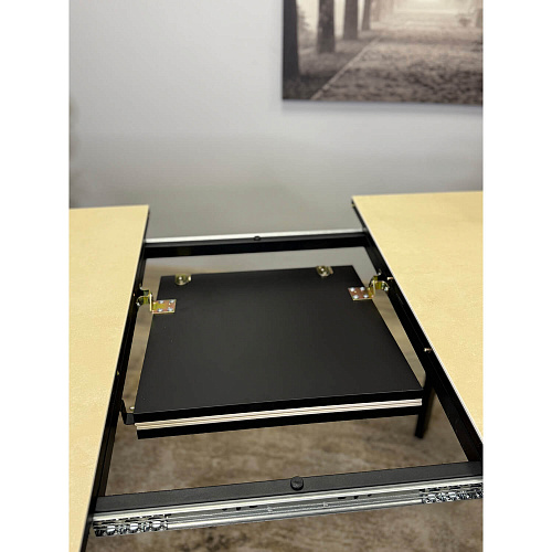 Стол обеденный Kenner AK1200 черный/керамика OKARA LIGHT YELLOW