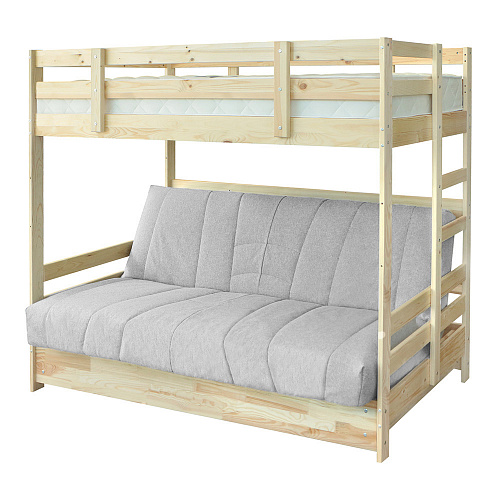 Двухъярусная кровать массив с диван-кроватью БНП, Cover 87, Натуральный