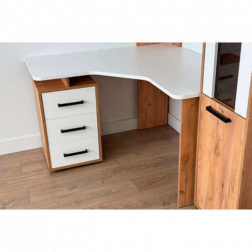 Стол компьютерный Лайт-2 1200 угловой дуб крафт золотой/белый