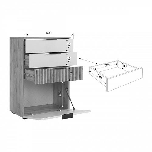 Гостиная Бери К3 дуб крафт золотой/белое дерево