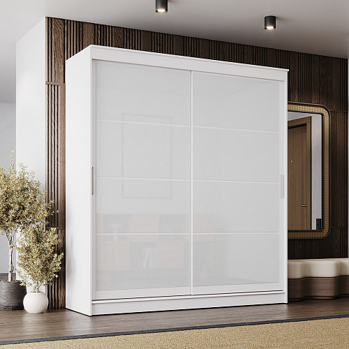 Шкаф-купе ГРАНД 1 2,0 Белый гладкий/Лакобель белый