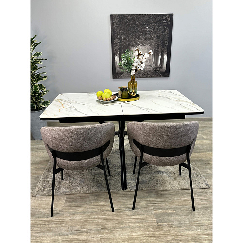 Стол обеденный Kenner DM1400 черный/керамика мрамор золотой