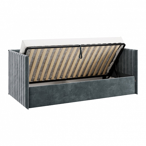 Кровать с подъемным механизмом Твикс (Софа) 90х200 графит (велюр)