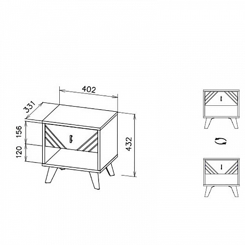 Тумба прикроватная Байкал Дуб Золотой/Графит