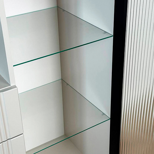 Комод Рич 2 со стеклом кашемир/фрапучино матовый/черный