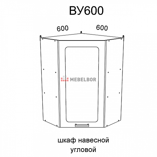 Модуль Шкаф навесной угловой ВУ600 Милена Смоки софт
