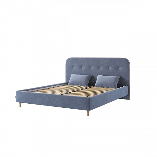 Кровать Лео 160х200 топаз/галька (велюр)