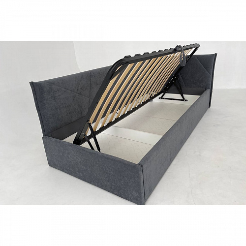 Кровать с подъемным механизмом Бест (Тахта) 90х200 графит (велюр)