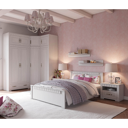 Спальный гарнитур Прованс МГ Бодега белая/Патина премиум