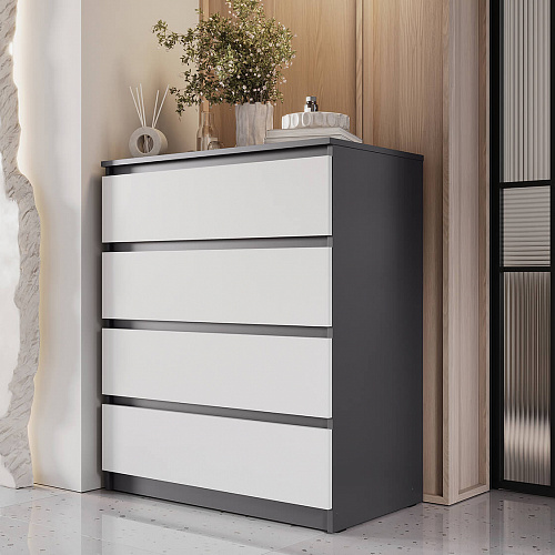 Комод ВЕГА Люкс 4Я Графит/Белый гладкий