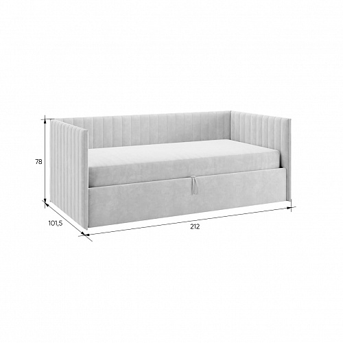 Кровать с подъемным механизмом Твикс (Софа) 90х200 графит (велюр)