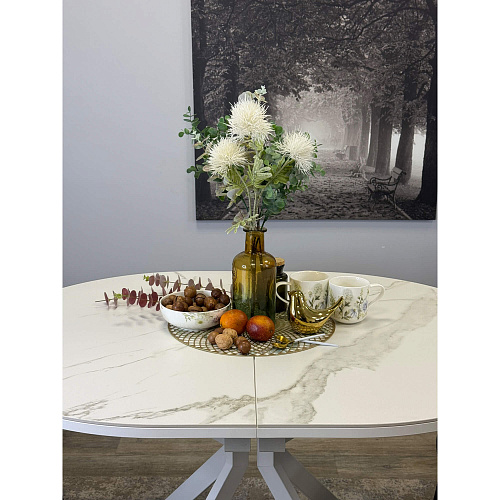 Стол обеденный Kenner DO1200 белый/керамика мрамор белый