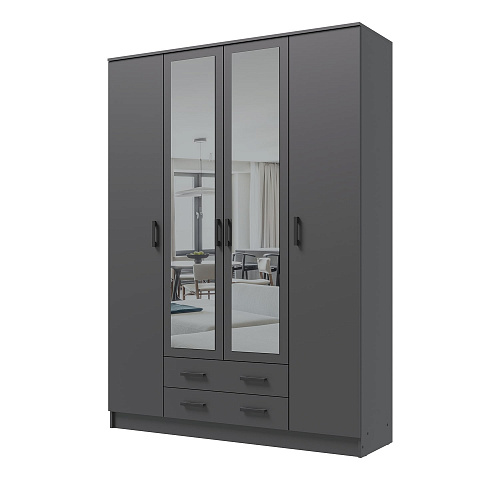 Шкаф Квадро с зеркалом Графит