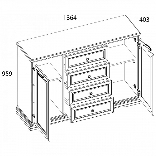 Комод VALENCIA 2D4S Серый