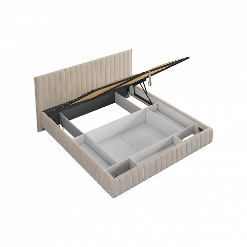 Кровать с подъемным механизмом Твикс 180х200 крем (велюр)