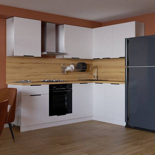 Кухня Сити угловая 2400х1600 Белый матовый