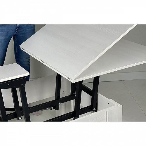 Стол-трансформер Секрет белый рамух/белый рамух