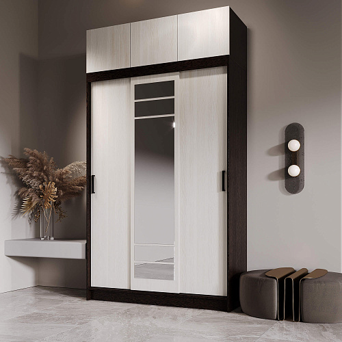 Шкаф-купе БРУНО 3 с антресолью Венге/Лоредо