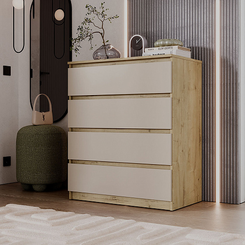 Комод ВЕГА Люкс 4Я Дуб Вотан/Сатин