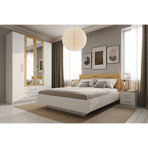 Кровать НК Бланка 1600 Белый/дуб Артизан