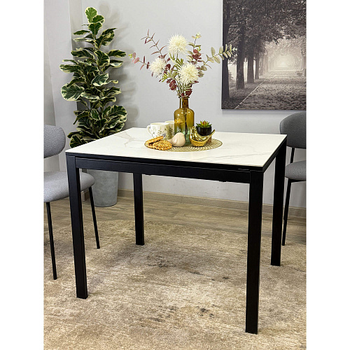 Стол обеденный Kenner LK900 черный/керамика GLORIA WHITE