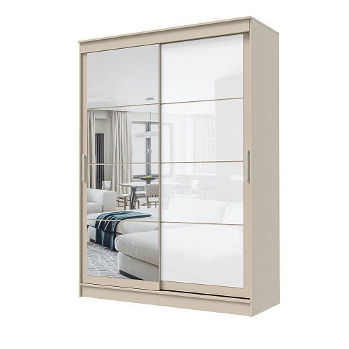 Шкаф-купе ГРАНД 1 1,6 Сатин/Зеркало/Лакобель белый