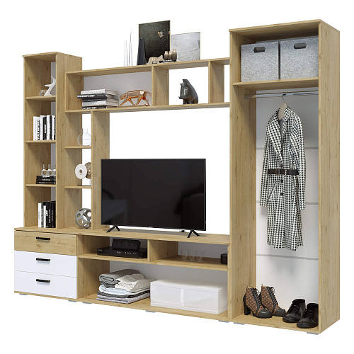 Гостиная Крокус Дуб вотан/Белый гладкий