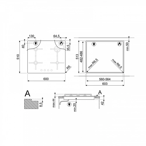 Варочная поверхность Smeg PV264B