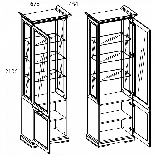 Шкаф-витрина 1V1D SEVILLA Белый