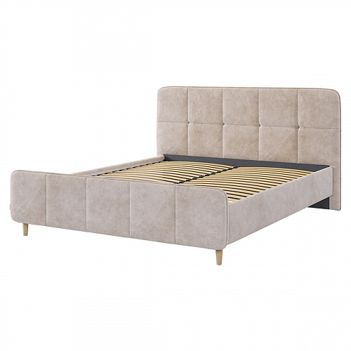 Кровать Грета 160х200 песок алькантара (велюр)