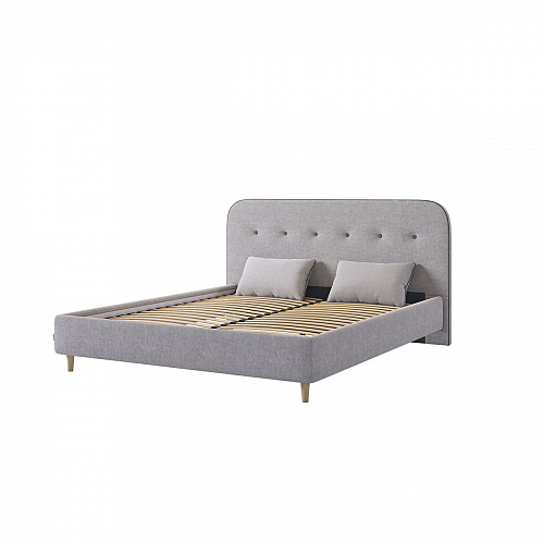 Кровать Лео 160х200 галька/графит (велюр)