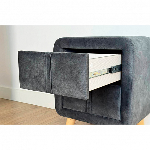 Тумба прикроватная Софи 3 грей алькантара (велюр)