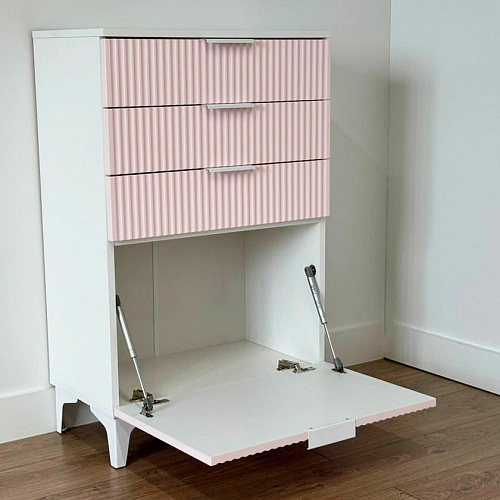 Комод Зефир белое дерево/пудра розовая (эмаль)