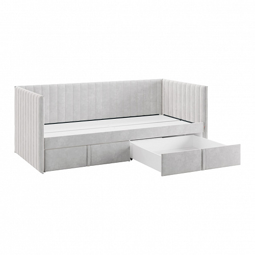 Кровать с ящиками Твикс (Софа) 90х200 галька (велюр)
