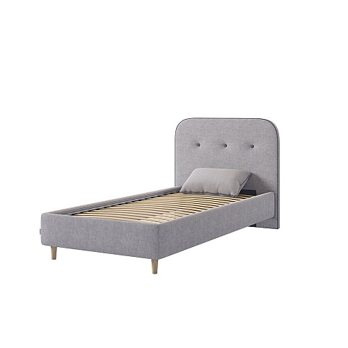 Кровать односпальная Лео 90х200 галька/графит (велюр)