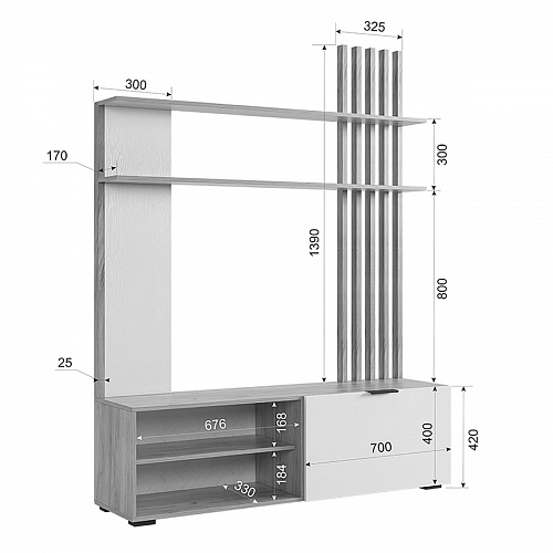 Стенка Бери дуб крафт золотой/графит