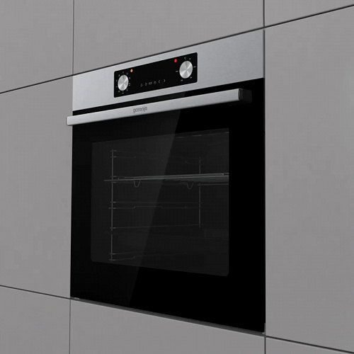 Духовой шкаф Gorenje, объем 73 л, электронное управление, home made plus, утапливаемые переключатели, таймер, 8 режимов, , гриль, цвет нержавеющая ста