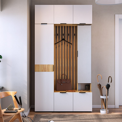 Прихожая Бери К2 дуб крафт золотой/белое дерево